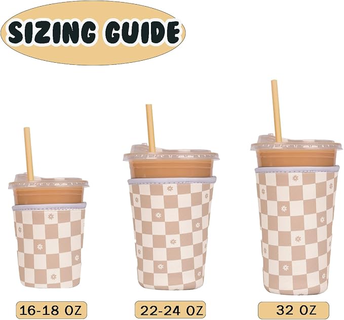 Reusable Insulated Neoprene Iced Coffee Cup Sleeve, Durable Drink Sleeve - Image 5
