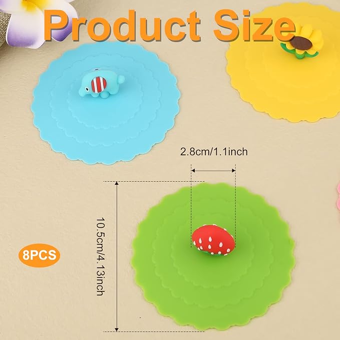 KINBOM 8pcs Silicone Cup Lids, Colorful Anti-Dust Mug Cover - Image 2