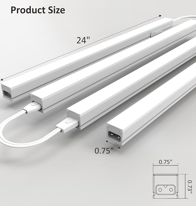 Leetdud Under Cabinet Lighting Plug in, 24 Inch 4 Pcs, Linkable AC120V 3CCT - Image 8