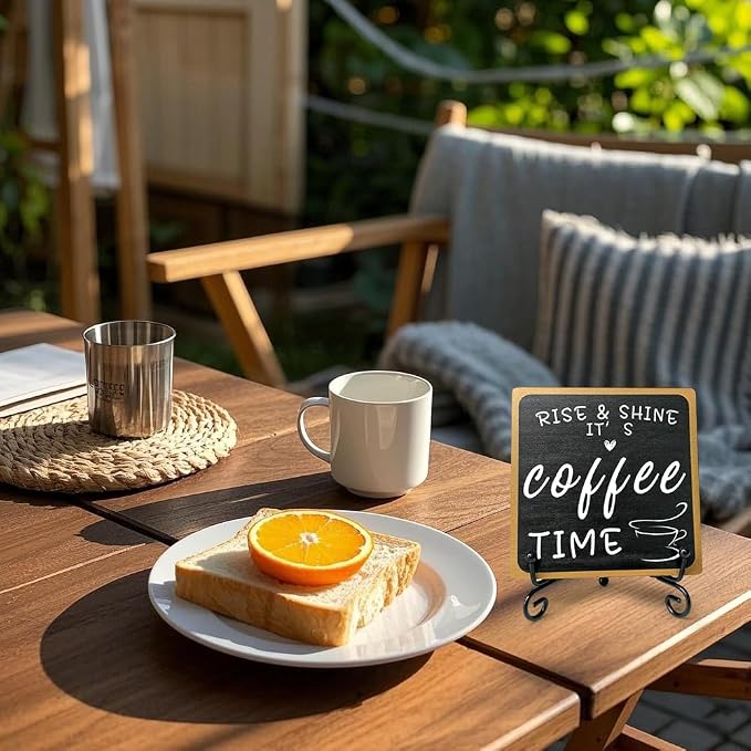 Coffee Bar Sign, 4x4" Wooden Rise and Shine It's CoffeeTime Sign, Mini - Image 5
