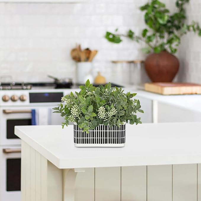 Artificial Plants Indoor Small Fake Plants in Pot Rustic Faux Boxwood Greenery - Image 4