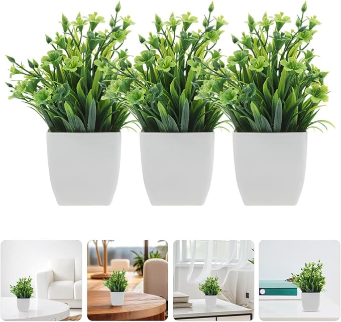 3pcs Realistic Small Potted Artificial Plants Set, Faux Greenery - Image 9