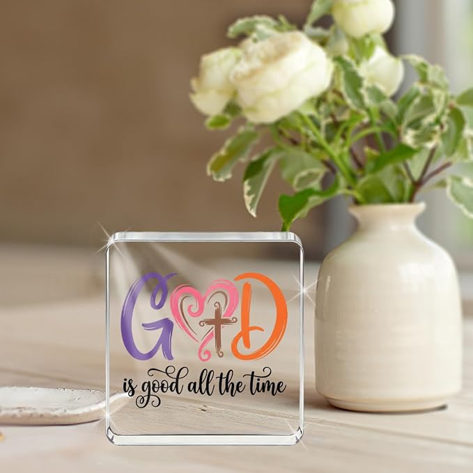 Christian Gifts for Women Desk Decor, Boho Inspirational Religious Acrylic Sign - Image 4
