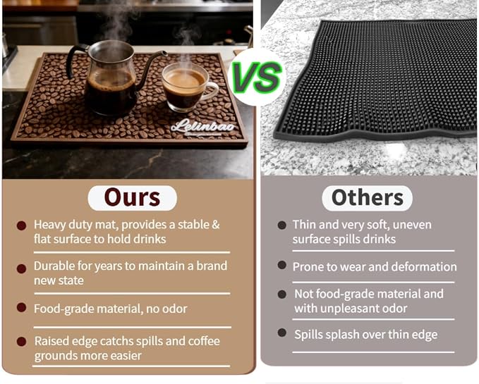 Bar Mats for Countertops, Heavy Duty Rubber Mat, 3D Coffee Bean Coffee Bar Mat - Image 5