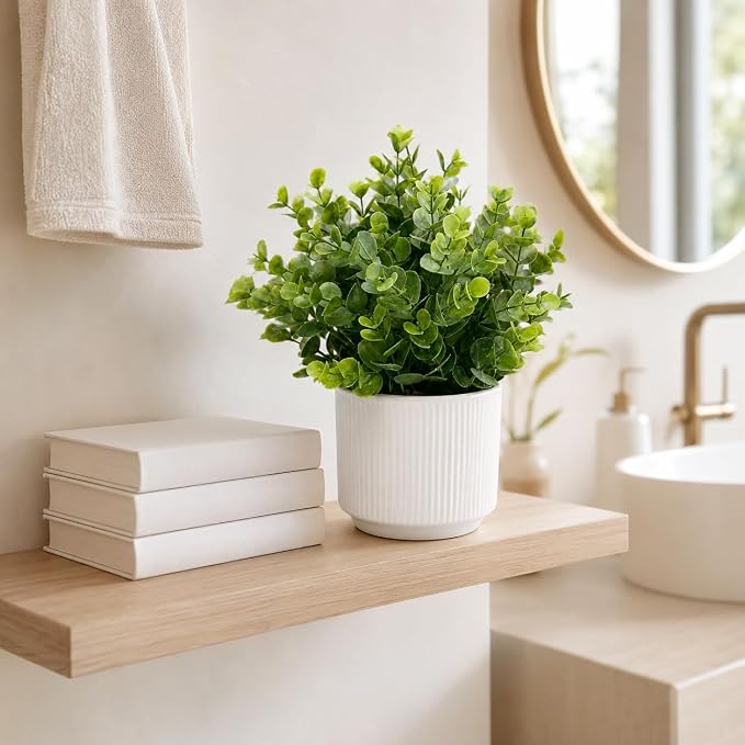 Small Artificial Eucalyptus Potted Plant, 9 in, Bathroom Decor | Small green - Image 4