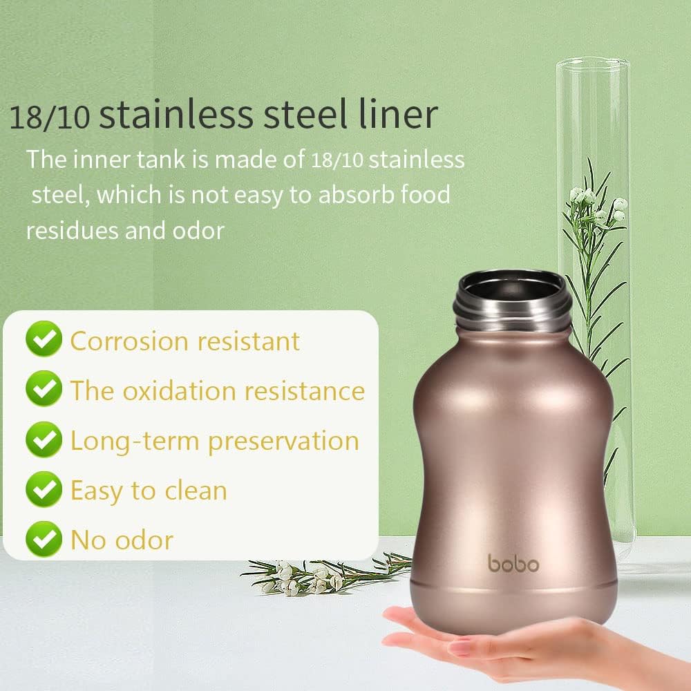 YOHKOH Mini Vacuum Insulated Water Bottle With Bamboo Lid - Stainless Steel Thermos Water Bottle for Women Girls Kids, Metal Sports Hot and Cold Water Bottle Leak-Proof BPA-Free (6.4oz,Gold)