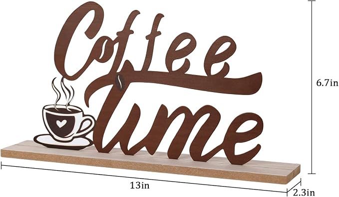 MEETYAMOR Coffee Bars Decor, Wood Metal Coffee Time Sign Decorations - Image 2
