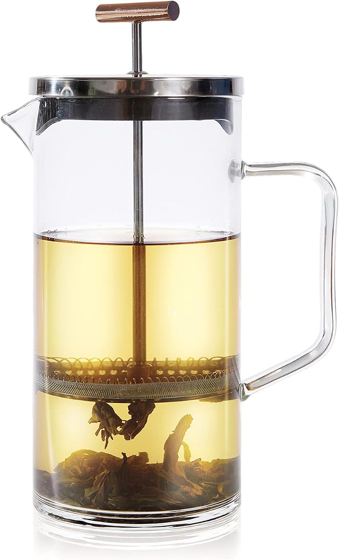 Teabloom Tea Press with Copper Pull Handle and Stainless Steel Filter – Tea by Teabloom