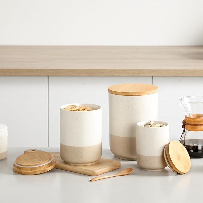 vancasso Sabine Kitchen Canister Set of 3, Ceramic Food Storage Containers - Image 7