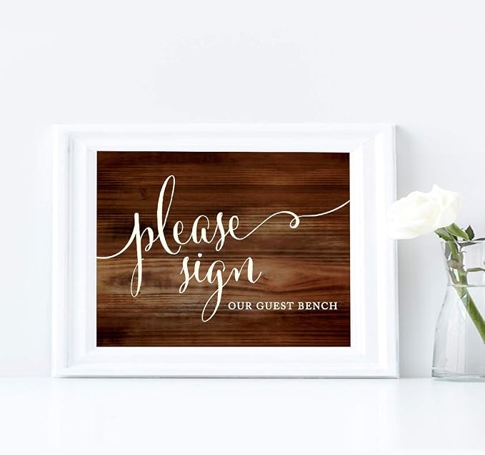 Andaz Press Wedding Party Signs, Rustic Wood Print, 8.5x11-inch, Please Sign - Image 4
