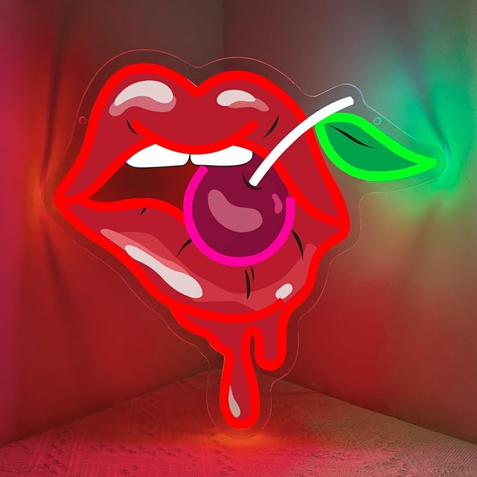 Lips Tongue Neon Sign, Lips Led Neon Light Signs by Unknown
