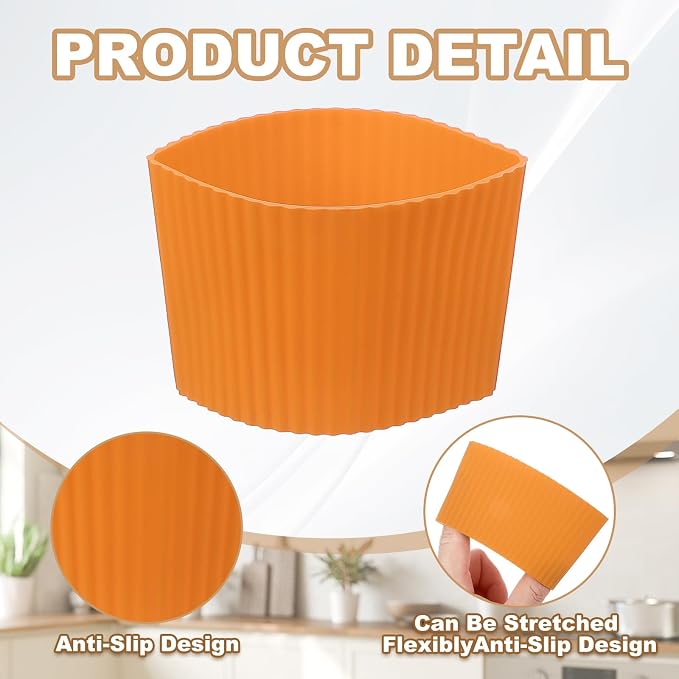 uxcell 6Pack Coffee Cup Sleeves, Reusable Silicone Heat Resistant Cup - Image 3