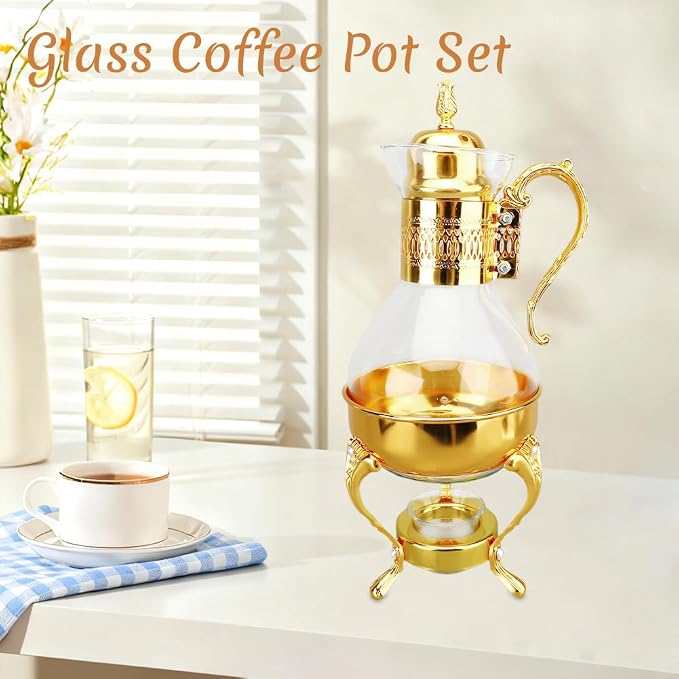 Vintage Turkish Teapot, Glass Coffee Pot Set Heatable Water Pitcher - Image 6