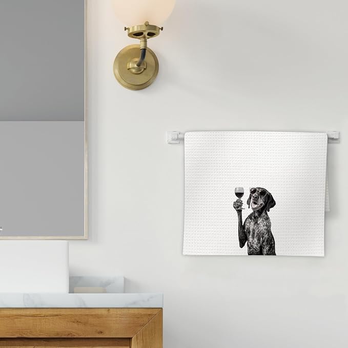 German Shorthaired Pointer Gifts Wine Dog Kitchen Towels, Gifts - Image 2