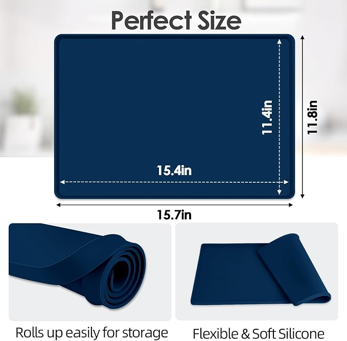 Silicone Coffee Maker Mat with Lip, 15.7'' x 11.8'' Heavy Duty Coffee Maker Mat - Image 2