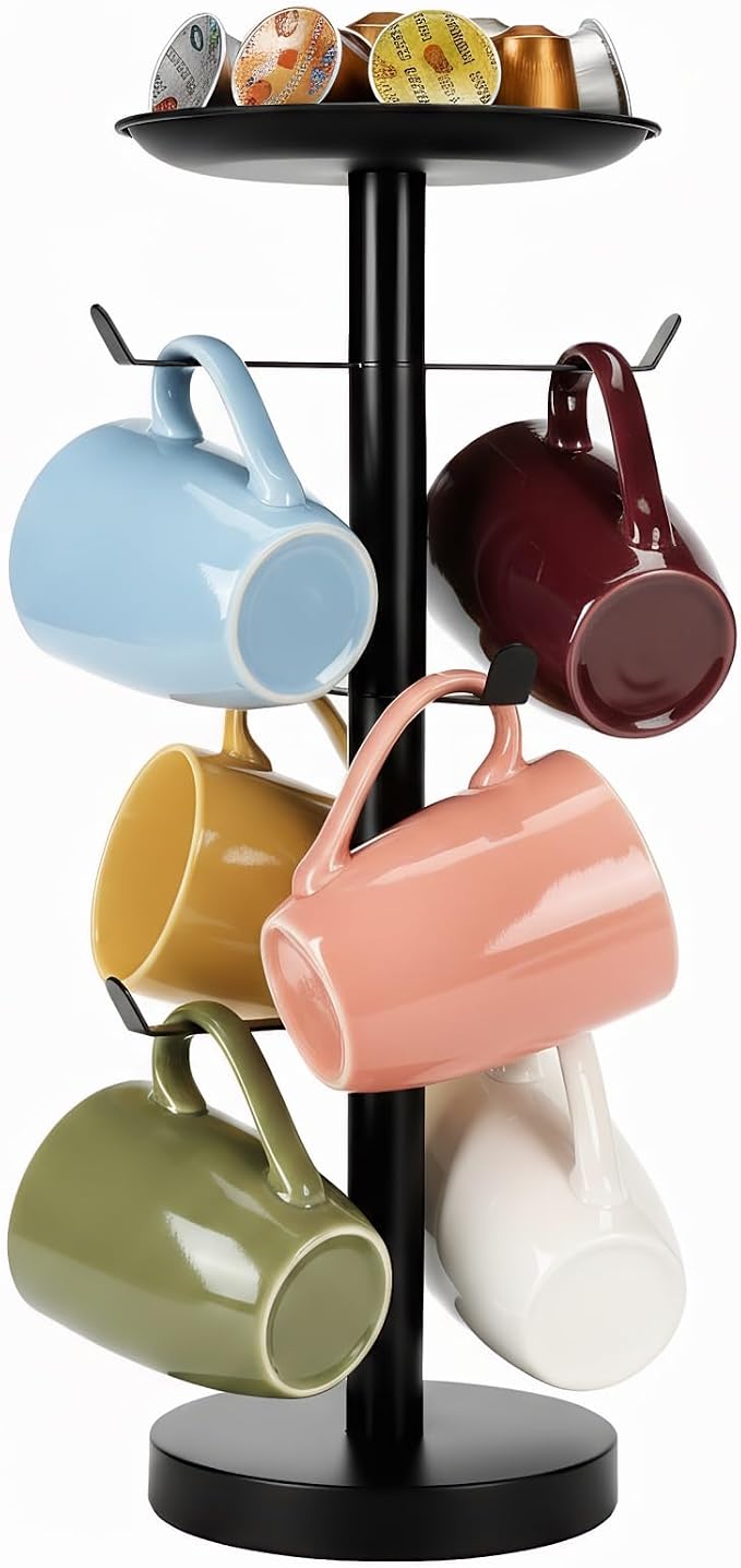 Coffee Mug Tree, Cup Holder for 6 Cups, by Priseen