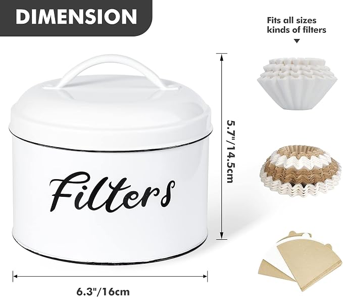 Webake Coffee Filter Holder, Farmhouse White Coffee Filter Storage Container - Image 3