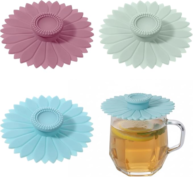 Qianyu 3 Pcs Sunflower Silicone Cup Covers Flexible Mug Cover Multicolored by Unknown