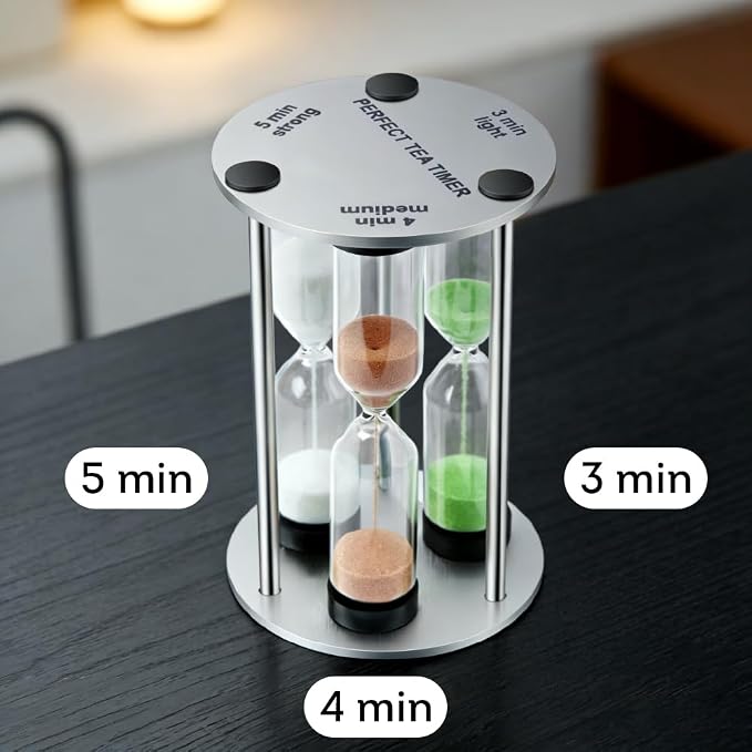 Lily's Home 3.5" Tall 3-in-1 Perfect Tea Timer, Includes 3, and 5 Minute Sand - Image 3