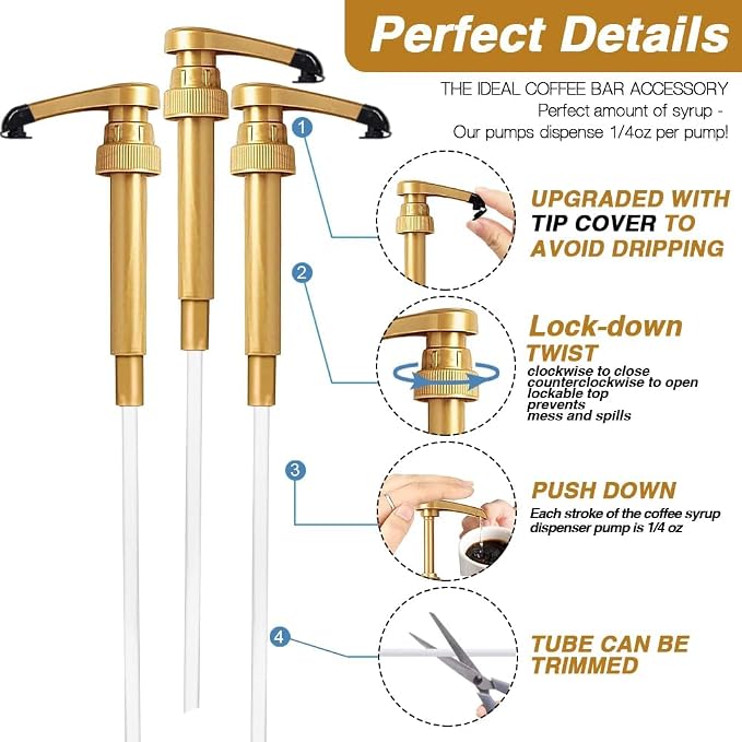 8 pcs Syrup Pumps with Cap to Avoid Dripping, Leak Proof Coffee Syrup Dispenser - Image 5