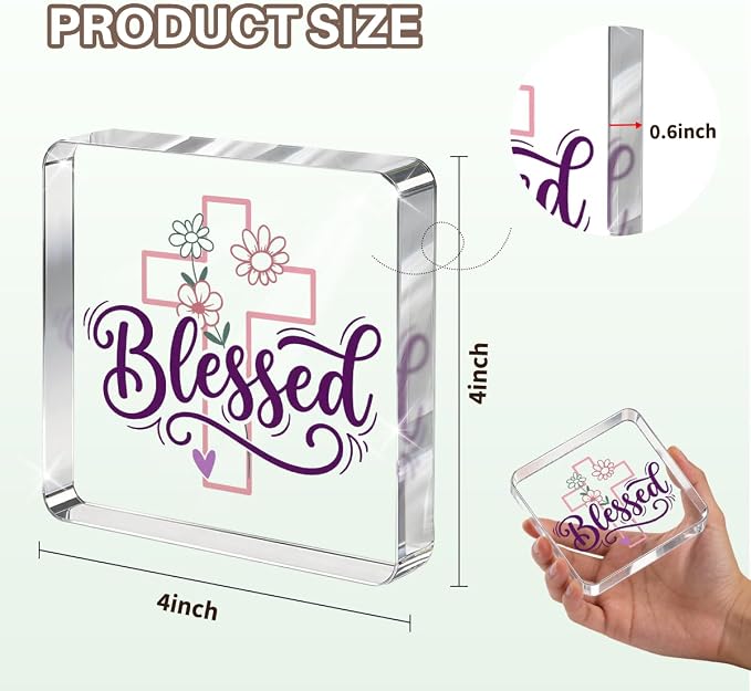 Christian Gifts for Women Desk Decor, Inspirational Religious Decor Acrylic Sign - Image 2