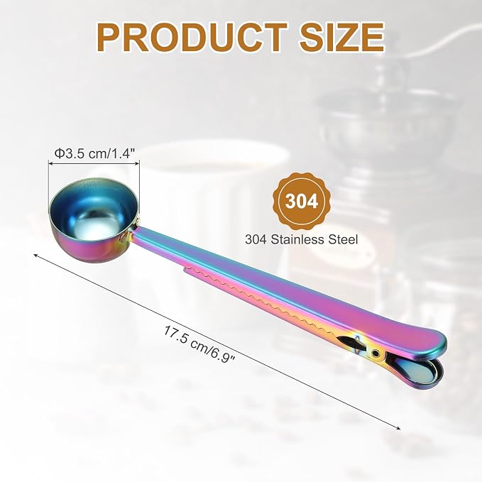 uxcell 1 PCS Coffee Scoop with Clip, Stainless Steel Coffee Scoop and Spoon Bag - Image 2