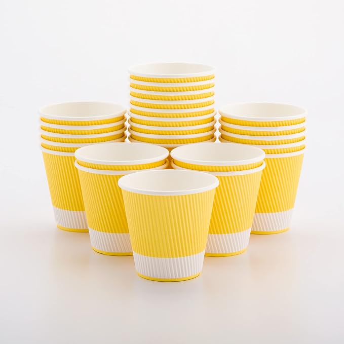 Restaurantware Ripple Wall Coffee Cups 25 Count 8 Ounce Insulated Light Yellow by Restaurantware