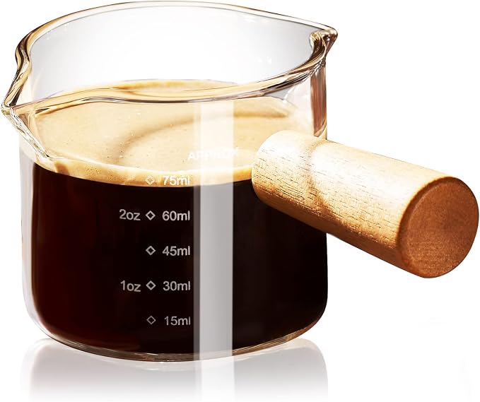 PARACITY Espresso Cups with Handle, 3.5OZ Double Spout Glass Measuring Cup with by PARACITY