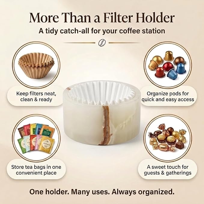Marble Coffee Filter Holder – 6 inch Handmade White Onyx Coffee Filter Holder - Image 6