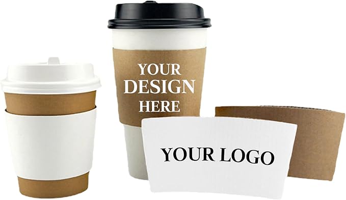 20-300 PCS Personalized Coffee Cup Sleeves, Custom Coffee Sleeve Corrugated by Custom
