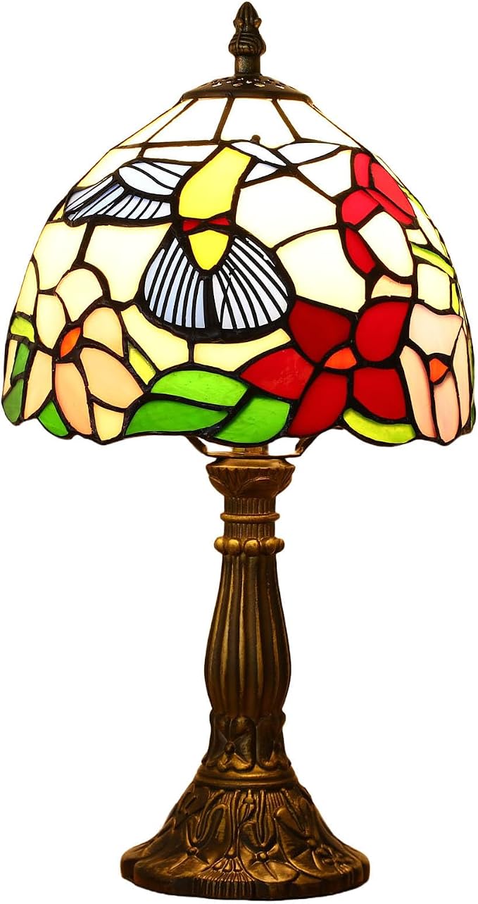 Tiffany Style Table Lamp, Hummingbird Style Stained Glass Lamp, 8 Inch Small by tuomoxte