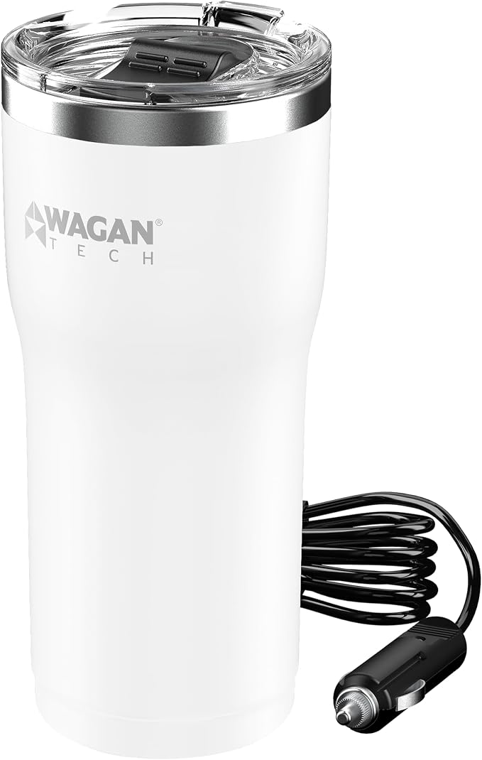 Wagan EL6102 12V Travel Car Heated Mug Portable 16oz Stainless Steel Anti-Spill by WAGAN