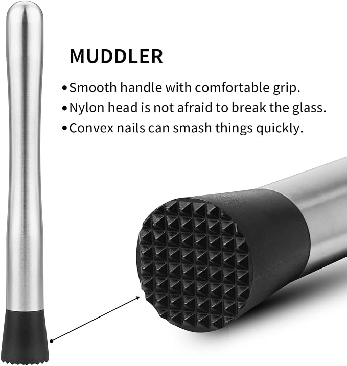 tifanso Muddler for Cocktails, Stainless Steel Stirrer, Bar Accessories Tools - Image 3