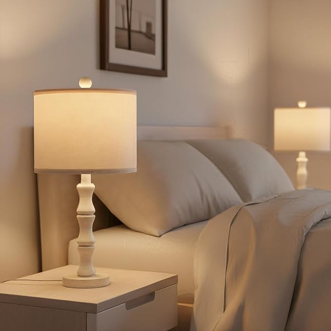 BOBOMOMO 20.5" Farmhouse Bedside Lamps Set of 2, Vintage Nightstand Lamps - Image 2