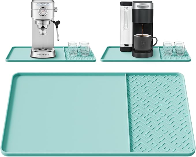 Silicone Coffee Mat with Raised Edges 19" x 12" – Waterproof Countertop Mat by EWX