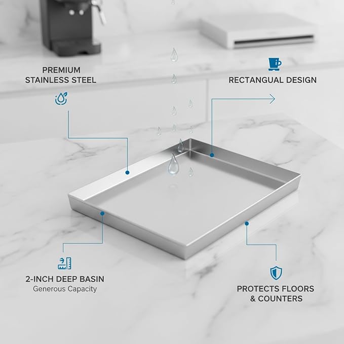 Stainless Steel Drip Tray, Rectangular Condensation Catch Pan - Image 5