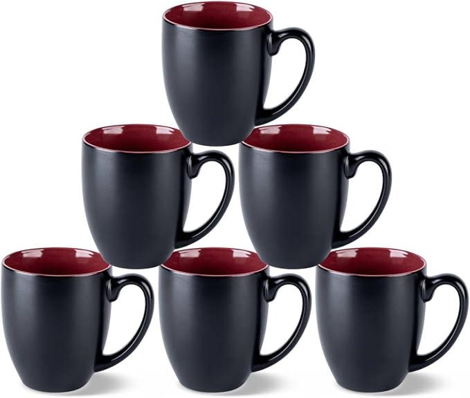 GBhome 16oz Coffee Mugs Set of 6, Large Ceramic Coffee Mugs by GBhome