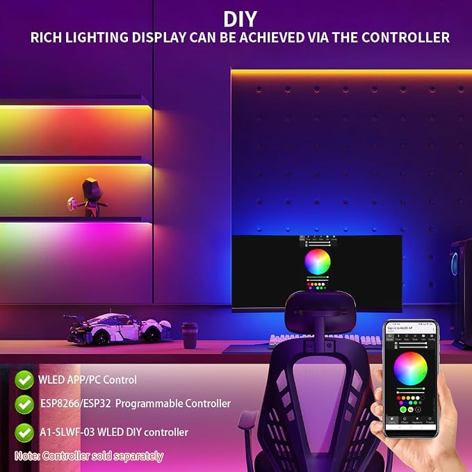 WS2812B IC RGB 5050SMD ECO Individual Addressable LED Strip Light, 16.4FT - Image 6