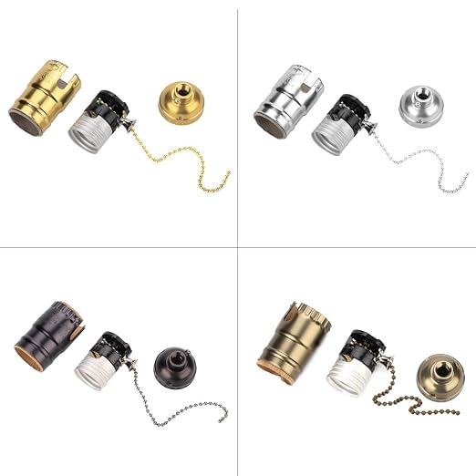 Maxmartt Antique Pull Chain Lamp Socket E27 Lamp Holder Aluminum Vintage Light - Image 6