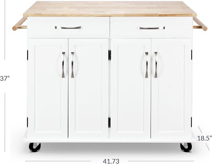 BELLEZE Rolling Kitchen Island Cart on Wheels - Image 6