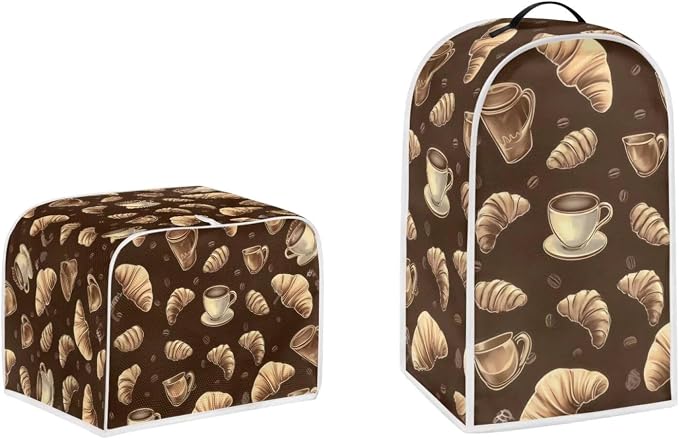 doginthehole Coffee Printed Toaster Covers 4 Slice Blender Covers by doginthehole