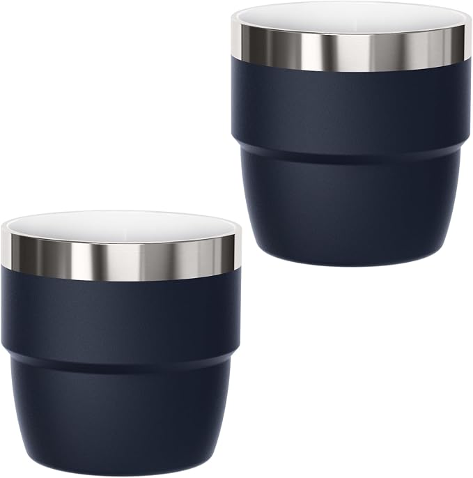 4 oz Small Espresso Cup, Ceramic-Lined 18/8 Stainless Steel, Double-Wall Vacuum by Cafezi