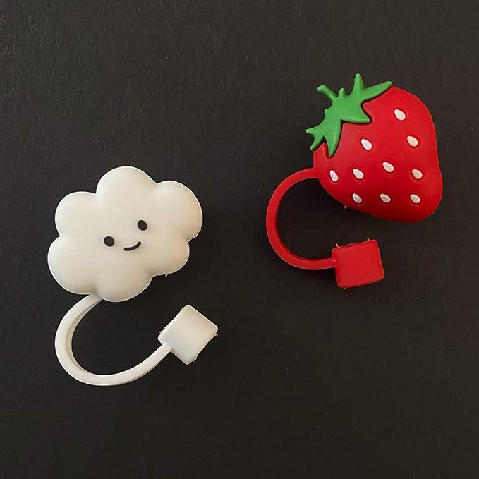 Silicone 2PCS Straw Tips Cover Reusable Drinking Straw Tips Lids/Plugs Anti-dust - Image 2