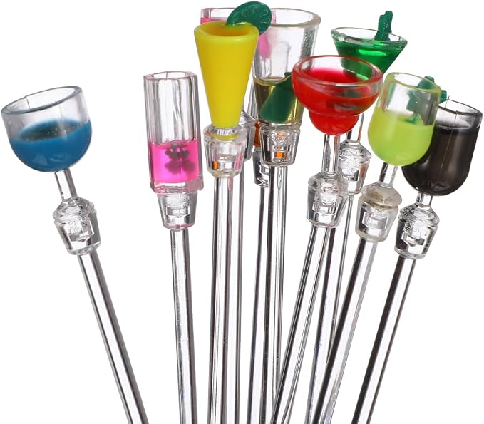 Cabilock 10pcs Cocktail Mixing Sticks Glass Stirring Rod Cocktail Swizzle - Image 5