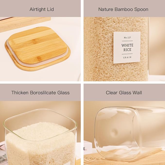 2 Pack large Square Glass Flour and Sugar Containers - Image 4