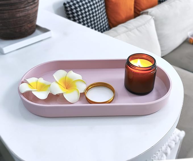 Pink Small Tray, Oval Tray, Countertop Organizer | - Image 8