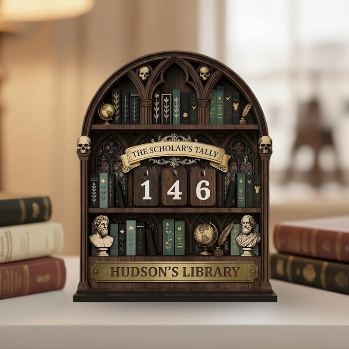 Personalized Book Read Tracker, Wooden Books Read This Year Counter, Reading by Unknown