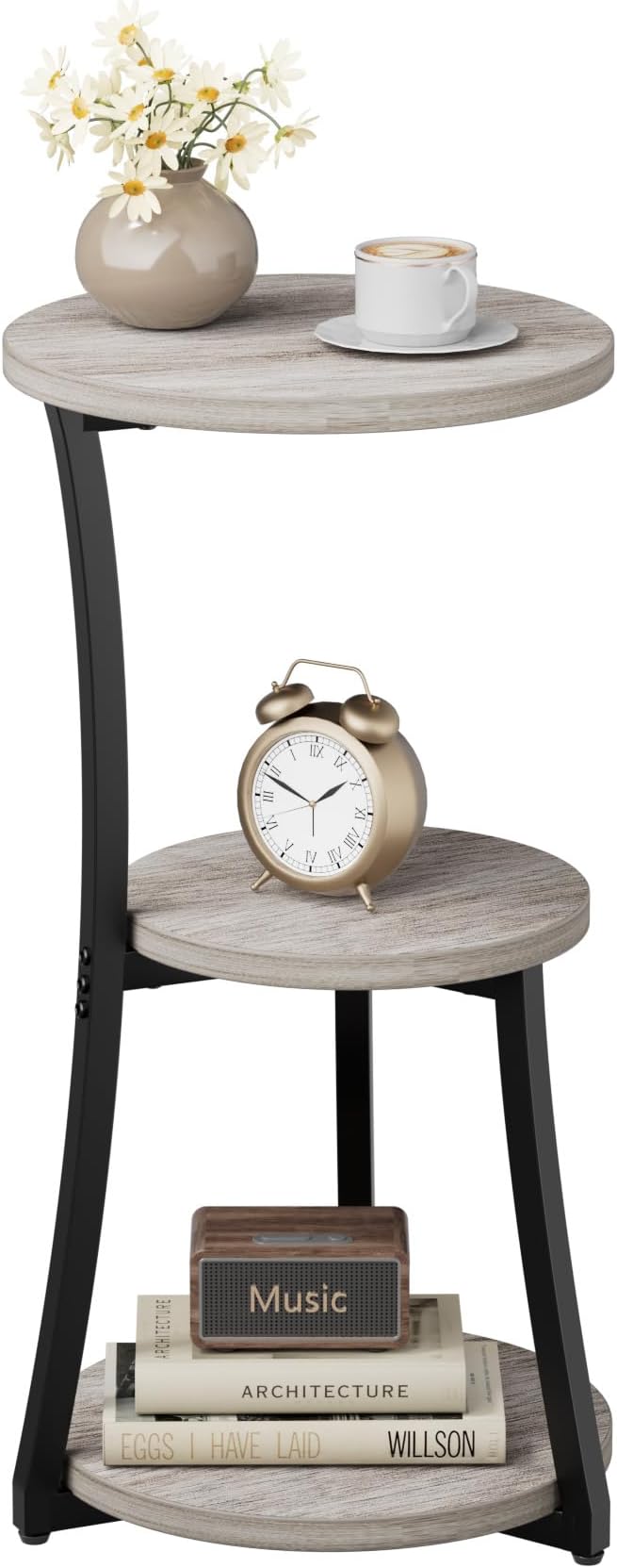 JUSTOGO Small Side Table, 3-Tier Round End Table by JUSTOGO