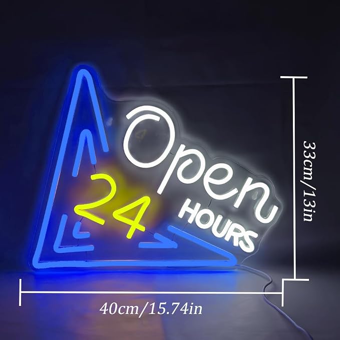 Open 24 Hours Neon Sign, Led Sign, Bar Neon Light Sign, Open 24 Hours Sign Pub - Image 3
