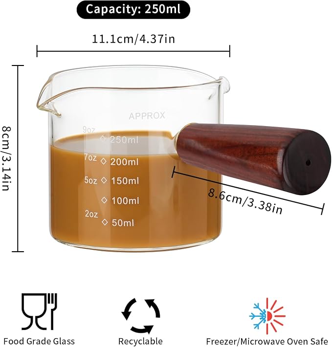 250ML/8.5OZ Measuring Cup Espresso Shot Glasses Double Spouts Large Coffee Cup - Image 3
